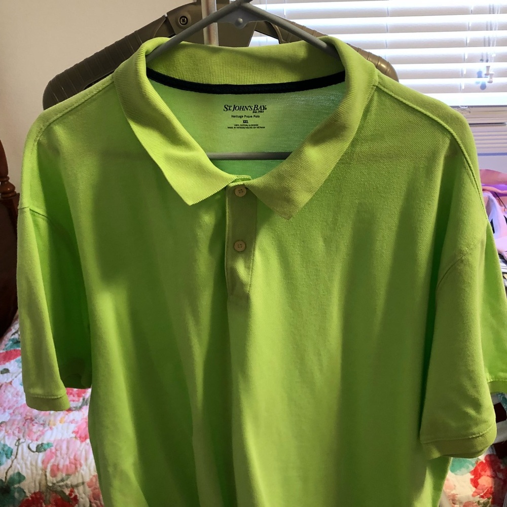 ST johns bay men’s polo shirt lime green XXL